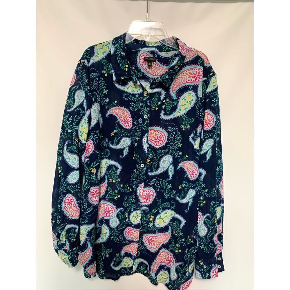 Talbots Women's Paisley Long Sleeve Button Up Shirt Multicolor Size X-L NWOT